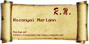 Rozsnyai Mariann névjegykártya